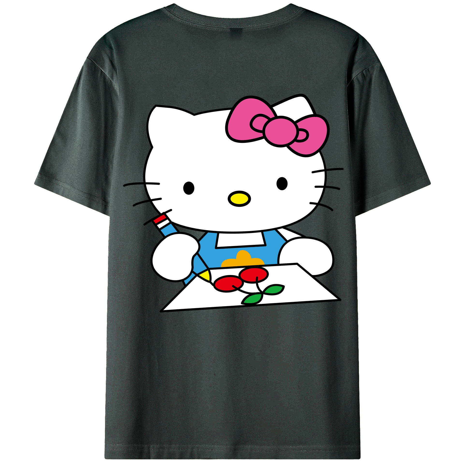 （画像用） Hello Kitty ハローキティ 綿100％ メンズ半袖Tシャツ（バックプリント） 通気性